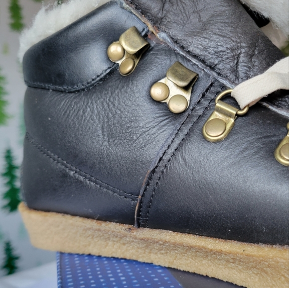 New Size 42 F-troupe Crepe Sole Hiking Black Sheep Fur Boots. - Picture 8 of 12
